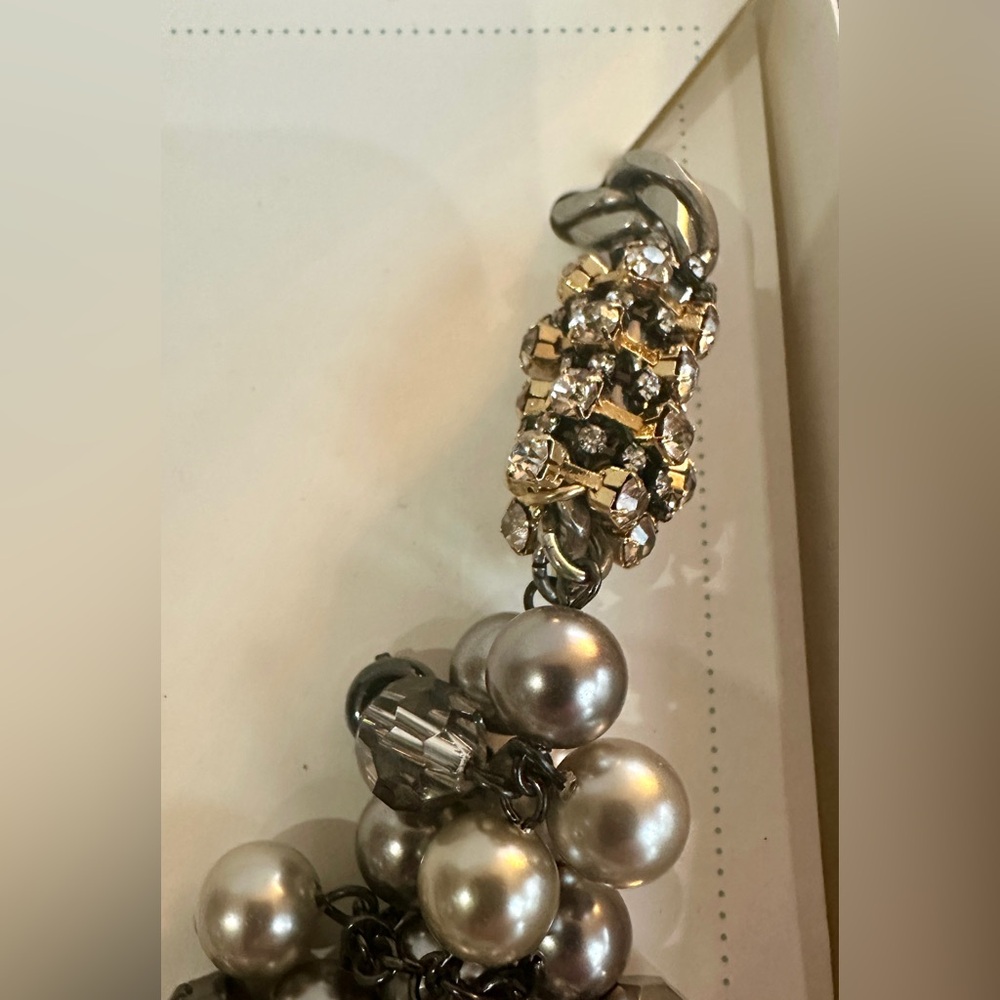 Stella & Dot isadora pearl bib necklace gray & pave - Picture 4 of 13